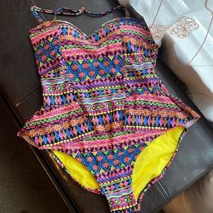 EUC Pink Envelope Aztec Swimsuit